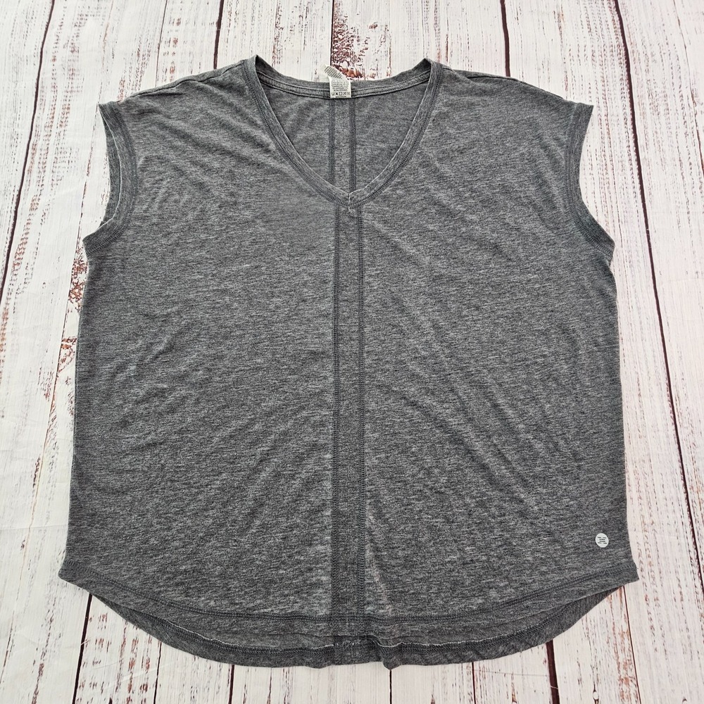 RBX Gray Sleeveless Cotton Blend V-Neck T-Shirt Women's L